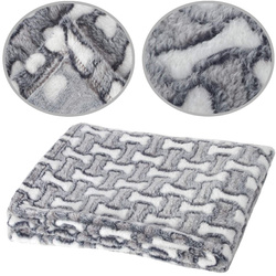 Kocyk dla psa Welsti w białe i szare kosteczki XXL 150x100