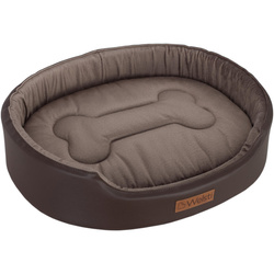 Owalne legowisko ortopedyczne kojec dla psa Welsti brązowy XL 80x67 antypoślizgowy
